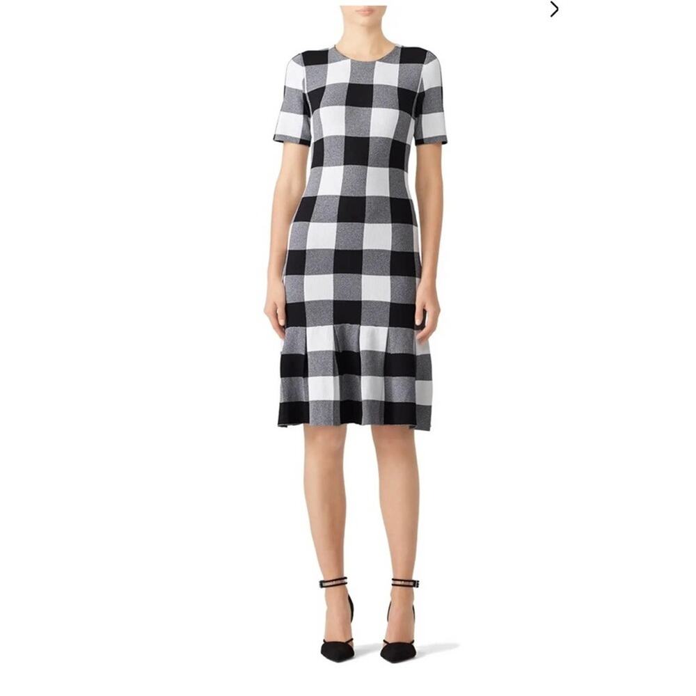 Slate & Willow Black and White Gingham Plaid Knit Dress